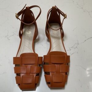 Franco Sarto Taylor Women’s Tan Woven Ankle-Strap Sandals